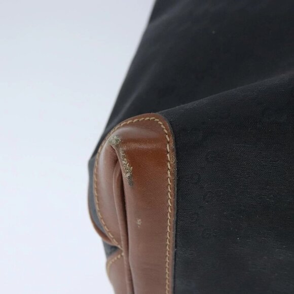 GUCCI Micro GG Canvas Hand Bag PVC Leather Black Brown Auth ep6684 - Picture 4 of 16